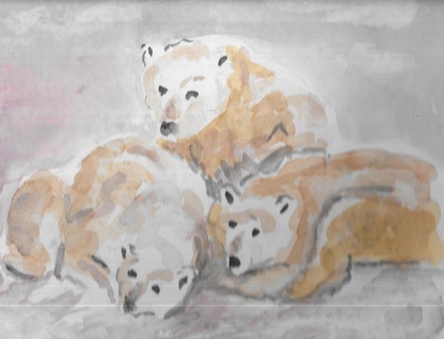 Bears watercolor sketch - bears, ray