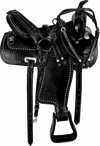 Premium leather black saddle - black,