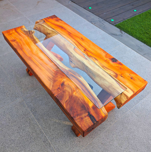Yew coffee table live edge - coffee,