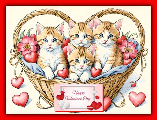 Kittens valentine day - kittens, card