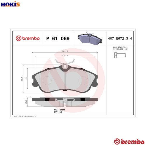 Brake pad set disc - brake, p