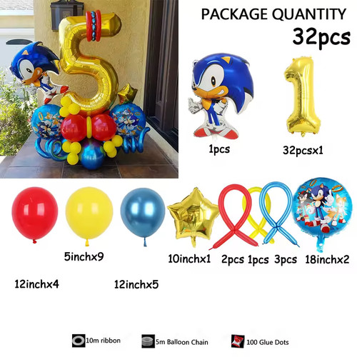 32pcs sonic the hedgehog foil - hedgehog,