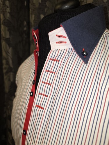 7camicie shirt navy red - navy,