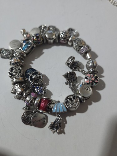 Silver tone snake chain charm - tone,