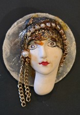 Vintage Art Deco Lady Face