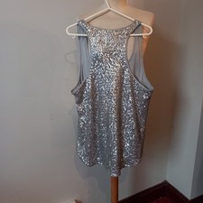 Women's Gap Silver Sequin Sparkle Vest Style top Blouse UK Size 12 - 14