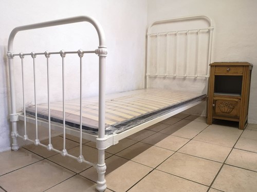 Antique 1930s french iron bed - iron,