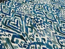 Blue green ikat floral - blue,