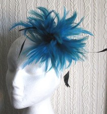 turquoise fascinator millinery feather brooch clip hat