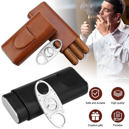 Portable cigar case - cigar, leather