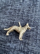 vintage sterling silver alsatian german shepherd pendant