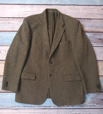 Harris Tweed Gurteen Blazer 44L Green Herringbone Wool Jacket Double Vent