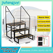 Freestanding Caravan Triple Step 3 Tread with 2 Handrails 