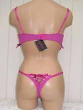 36A BRA SIZE 14 THONG SET LA SENZA FUCHSIA PINK MESH LINGERIE FREEPOST BNWT