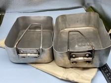 Original Pair of WW2 Style British Army Aluminium Mess Tins in Cloth Cover