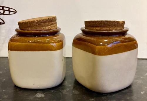 Vintage pair stoneware glazed - vintage,