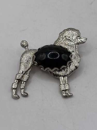 Vintage silver tone - tone, poodle