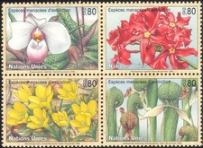 UN (g) 1996 Endangered Plants/Orchids/Cobra Lily/Flowers/Nature 4v blk (n38780)