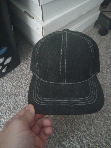 Black denim hat adjustable - hat,