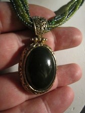 TINY GLASS MULTI BEADED STRAND NECKLACE WITH VERY LARGE PENDANT  - OFC-T5