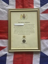 Oath Of Allegiance General Service Corps (with metal Lap Badge  Shilling) Framed