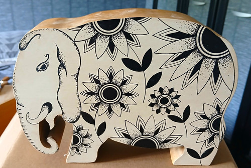 Painted wooden elephant - painted,