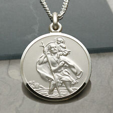 Sterling Silver 27mm St Christopher Pendant Necklace Chain & Engraving Options