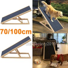 Wooden Dog Ramp Pet Puppy Adjustable Height Non Slip Carpet Surface Access Stair