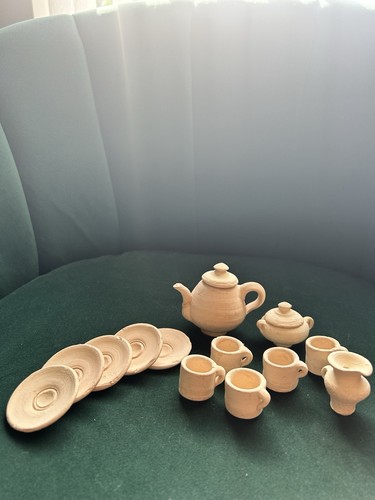 Miniature clay teapot jugs cup - clay,