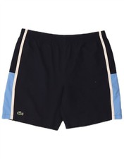 LACOSTE Mens Swimming Shorts Size 5 Large Navy Blue Colourblock Polyester CQ14