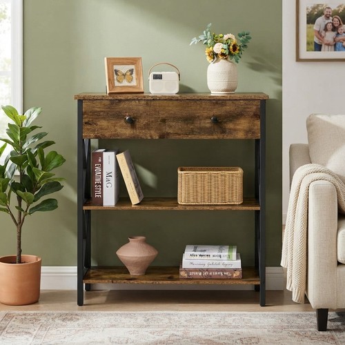 Rustic brown tier console - brown,