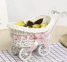 Wicker Baby Carriage for Baby Shower Wicker Stroller Shower Flower Basket