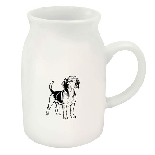 Beagle dog ceramic - ceramic, milk