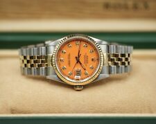 Gents Steel & Gold Rolex Datejust 36mm 16233 Custom Orange Diamond Dot Dial