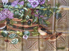 BROOKS BROTHERS HAND ROLLED SILK SCARF DUCKS BIRDS FLORAL FRUITS NUTS 34" x 34"