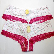 2 x La Senza Size 14 White Pink Floral Shorts Ultra soft Ladies Womens Panties
