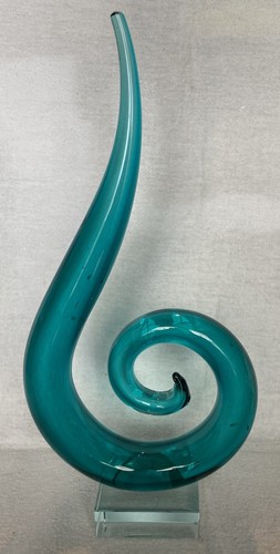 Teal glass sculpture - teal,