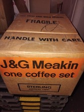 J & G Meakin English China Coffee Set New In Box Orange Grove Colonial Ironstone