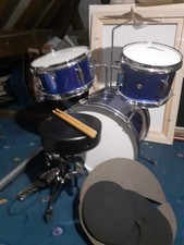 TIGER JDS7-BL 3 Piece Junior Drum Kit Set for Kids Musical Instrument