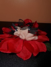 Gothic Fairy baby / polymer clay / silk flower / fairy dust / gift box /handmade
