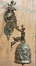 Antique Brass Temple School Bell Wall Mounted , French Baroque
