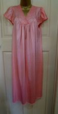 VINTAGE CHARNOS HAND DYED PINK SILKY NYLON MIDI NIGHTDRESS PRETTY LACE SZ 12-14