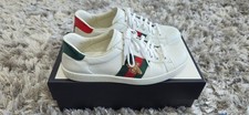 Genuine Gucci ace watersnake trimmed leather mens trainers
