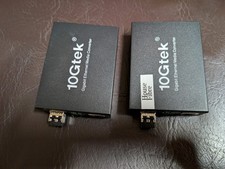  2 x 10GTek 1 Gigabit fibre to RJ45 media converters with SFP LC modules