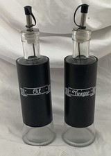 Oil And Vinegar Black Glass Bottle Set 
