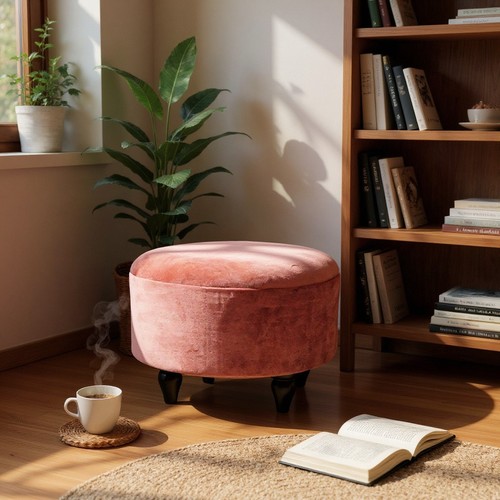Pink deluxe oval footstool - oval,