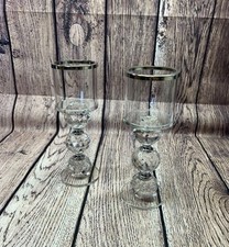 Crystal Pillar Candle Holder Clear Glass Candlestick Stand Diner Wedding 19.5cm