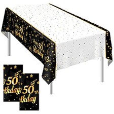  2 Pack Black Gold Table Cloth