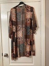 BNWOT  WOMENS ORANGE & BLACK KIMONO STYLE OPEN FRONT JACKET -F&F SIZE UK MEDIUM