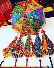 2 Pcs Indian Jaipur Handmade Party Decorative Embroidered summerCotton Umbrella.